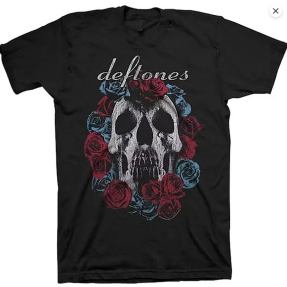 The Deftones Skull and Roses Black Shirt Tee Deftones T-shirt - Picture 1 of 2